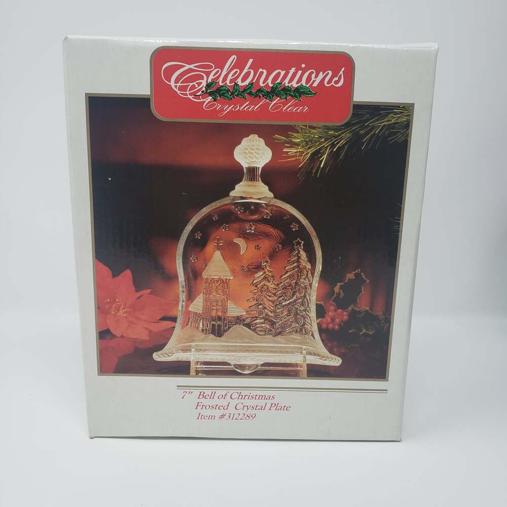 Celebrations Crystal Clear 7" Bell of Christmas Frosted Crystal Plate